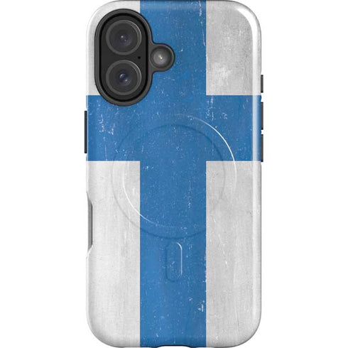 Finland Flag Distressed iPhone 16 Plus Magsafe Impact Case